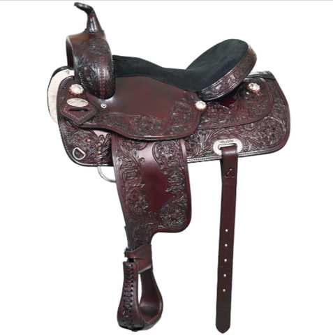 HILASON Western Draft Horse Trail Pleasure American Leather Saddle