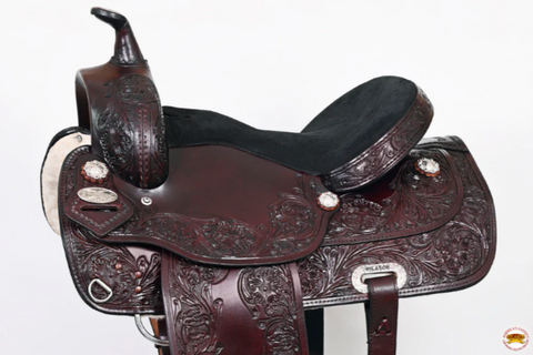 HILASON Western Draft Horse Trail Pleasure American Leather Saddle