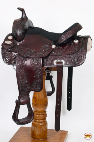 HILASON Western Draft Horse Trail Pleasure American Leather Saddle