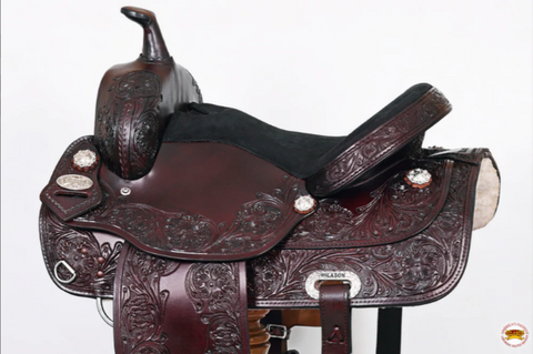 HILASON Western Draft Horse Trail Pleasure American Leather Saddle