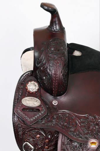 HILASON Western Draft Horse Trail Pleasure American Leather Saddle