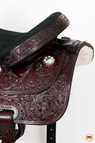 HILASON Western Draft Horse Trail Pleasure American Leather Saddle