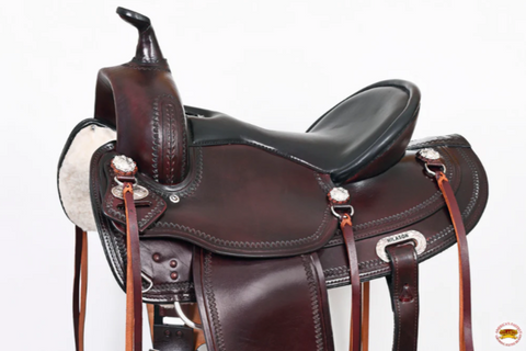 HILASON Western Draft Horse Trail Pleasure American Leather Saddle