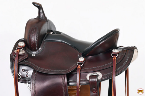 HILASON Western Draft Horse Trail Pleasure American Leather Saddle