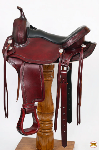 HILASON Gaited Western Flex Trail Horse American Leather Saddle l Saddle American Leather Tan