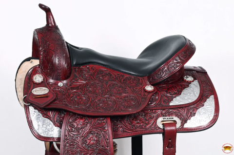 HILASON Western Horse Saddle American Leather Flex Tree Trail & Pleasure Mahogany