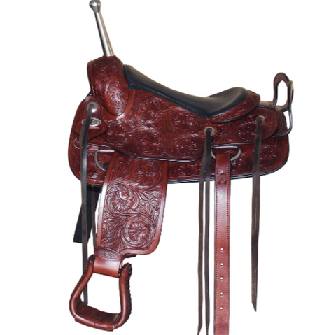 HILASON Custom Designed Rare Western Trick Riding Saddle Mahogany