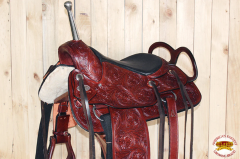 HILASON Custom Designed Rare Western Trick Riding Saddle Mahogany