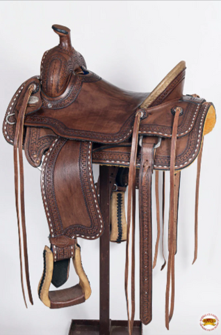 HILASON Western Horse Saddle American Leather Ranch Roping Dark Brown