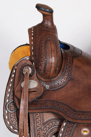 HILASON Western Horse Saddle American Leather Ranch Roping Dark Brown