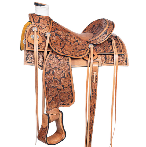 HILASON Western Ranch Roping Cowboy Horse Saddle American Leather Tan