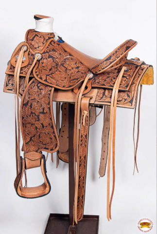 HILASON Western Ranch Roping Cowboy Horse Saddle American Leather Tan