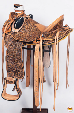 HILASON Western Ranch Roping Cowboy Horse Saddle American Leather Tan