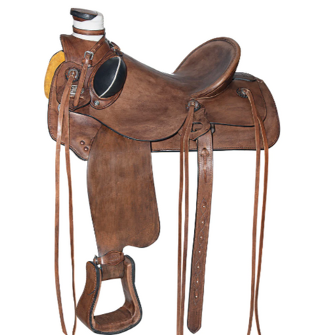 HILASON Western Horse Saddle American Leather Wade Ranch Roping Dark Brown