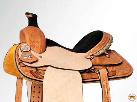 HILASON Western Horse Saddle American Leather Basketweave Ranch Roping Cowboy