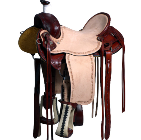 HILASON Western Horse Saddle American Leather Ranch Roping Trail Mahogany