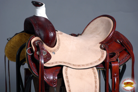 HILASON Western Horse Saddle American Leather Ranch Roping Trail Mahogany