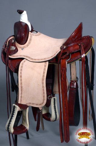 HILASON Western Horse Saddle American Leather Ranch Roping Trail Mahogany