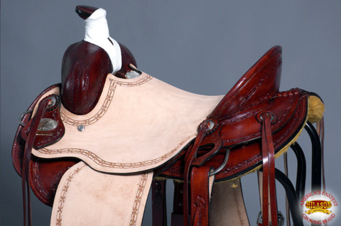 HILASON Western Horse Saddle American Leather Ranch Roping Trail Mahogany