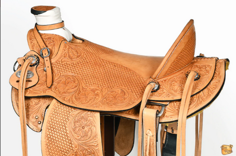 HILASON Western Horse Wade Saddle American Leather Ranch Roping Tan