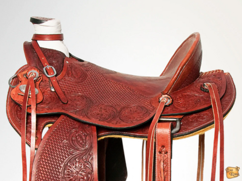 HILASON Western Horse Wade Saddle American Leather Ranch Roping Mahogany