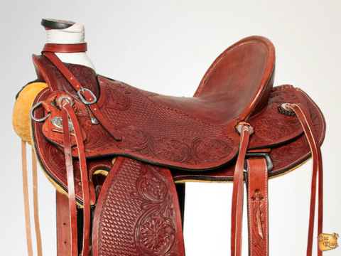 HILASON Western Horse Wade Saddle American Leather Ranch Roping Mahogany