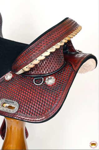 HILASON Treeless Trail Barrel American Leather Saddle Tack Set