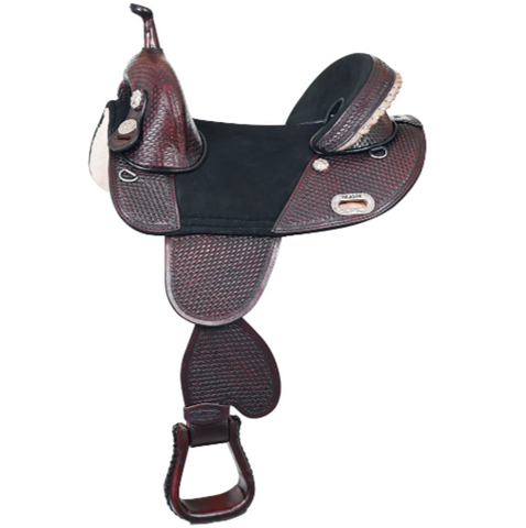 HILASON Western Horse Treeless Trail Barrel American Leather Saddle Tack