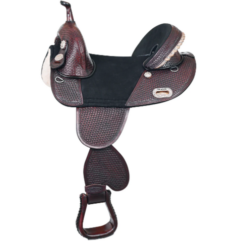 HILASON Western Horse Treeless Trail Barrel American Leather Saddle Tack