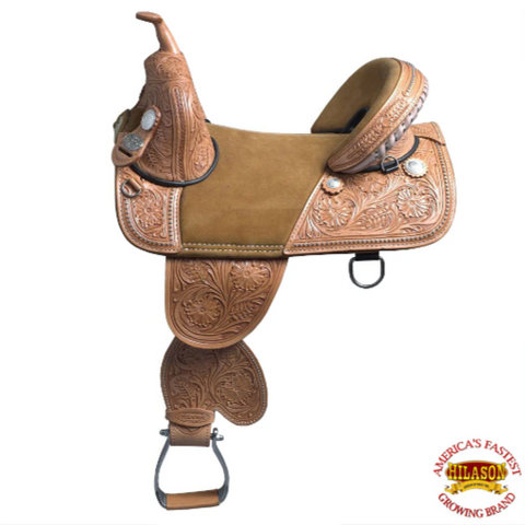 HILASON Western Horse Saddle Treeless American Leather Trail Barrel