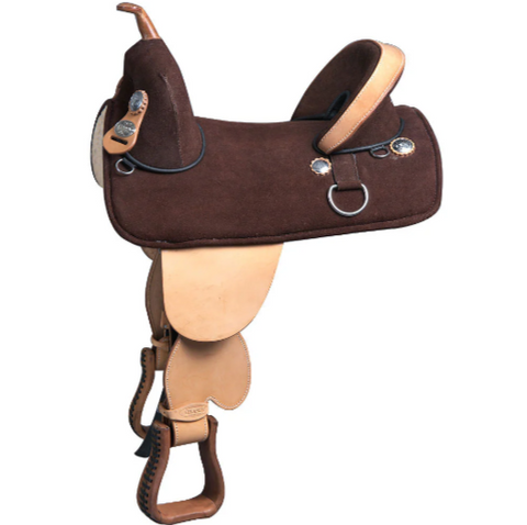 HILASON Treeless Western Trail Barrel Racing American Leather Saddle