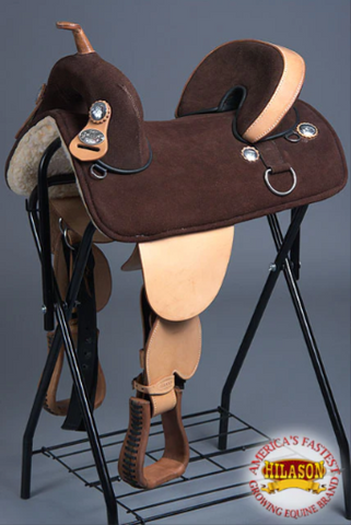 HILASON Treeless Western Trail Barrel Racing American Leather Saddle