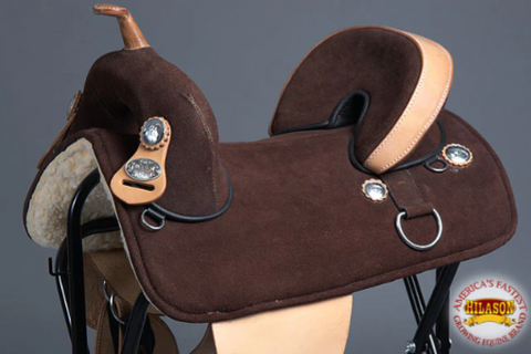 HILASON Treeless Western Trail Barrel Racing American Leather Saddle