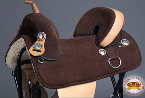 HILASON Treeless Western Trail Barrel Racing American Leather Saddle