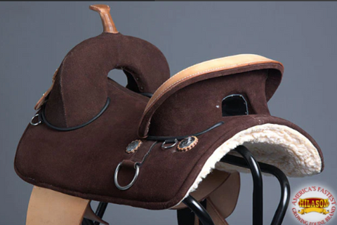 HILASON Treeless Western Trail Barrel Racing American Leather Saddle