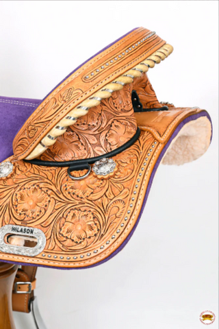 HILASON Western Horse Treeless Trail Barrel American Leather Saddle