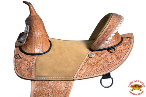 HILASON Western Classic Treeless Trail Barrel American Leather Saddle