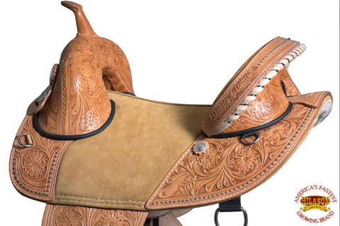 HILASON Western Classic Treeless Trail Barrel American Leather Saddle