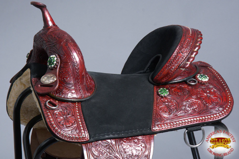 HILASON 14 Treeless Western Trail Barrel Racing American Leather Saddle