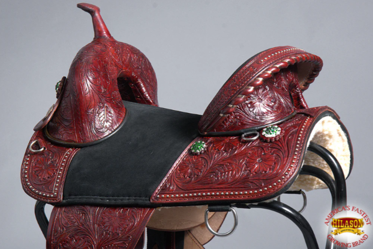 HILASON 14 Treeless Western Trail Barrel Racing American Leather Saddle