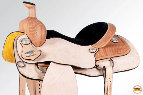 HILASON Western Horse Saddle American Leather Ranch Roping Cowboy Rough Out Tan