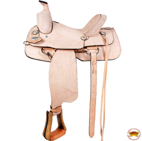 HILASON Western Horse Saddle American Leather Ranch Roping Cowboy Rough Out Tan