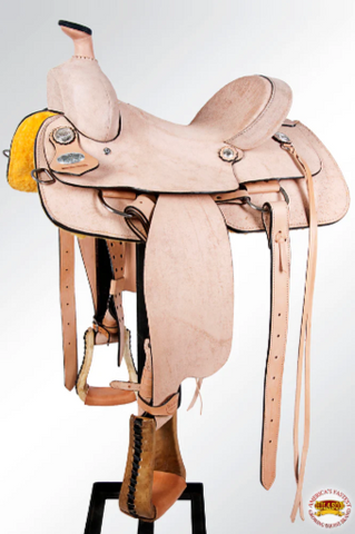 HILASON Western Horse Saddle American Leather Ranch Roping Cowboy Rough Out Tan