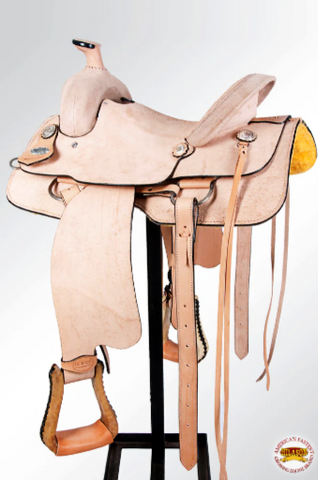 HILASON Western Horse Saddle American Leather Ranch Roping Cowboy Rough Out Tan