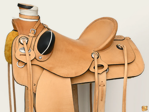 HILASON Western Horse Wade Saddle American Leather Ranch Roping Tan