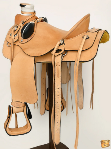 HILASON Western Horse Wade Saddle American Leather Ranch Roping Tan