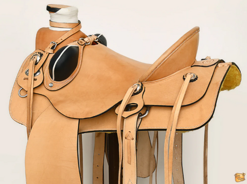 HILASON Western Horse Wade Saddle American Leather Ranch Roping Tan