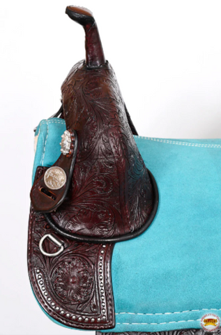 HILASON Western Horse Treeless Trail Barrel American Leather Saddle