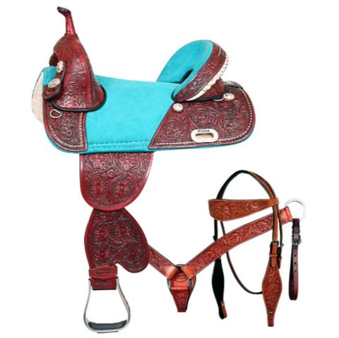 HILASON Western Horse Treeless American Lather Trail Barrel Saddle