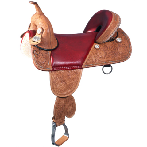 HILASON Western Horse Treeless Trail Barrel American Leather Saddle